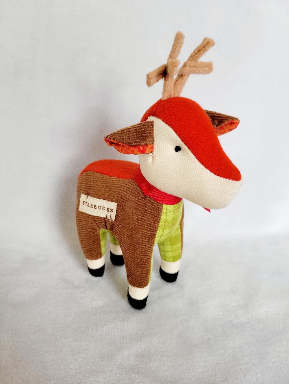 Starbucks 2008 Holiday Reindeer Plush With Corduroy & Patchwork - 6"